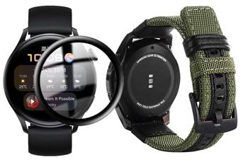opaska pasek bransoleta NYLON Huawei Watch 3 46mm army green + szkło 5D