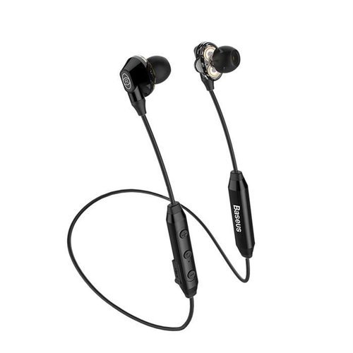 Baseus Encok S10 bezprzewodowe dokanałowe słuchawki zestaw słuchawkowy Bluetooth z podwójnymi przetwornikami czarny (NGS10-01)