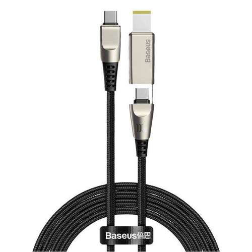 Baseus Flash Series 2w1 kabel USB - USB Typ C / Lenovo (prostokątna wtyczka) DC Adapter do ładowania laptopa 2 m 100 W 5 A czarny (CA1T2-E01)