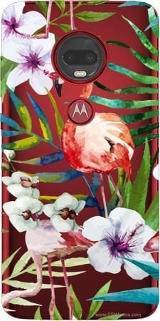 Boho Case Motorola Moto G7 Power kwiaty i flamingi