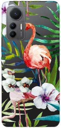 Boho Case Xiaomi 12 Lite kwiaty i flamingi