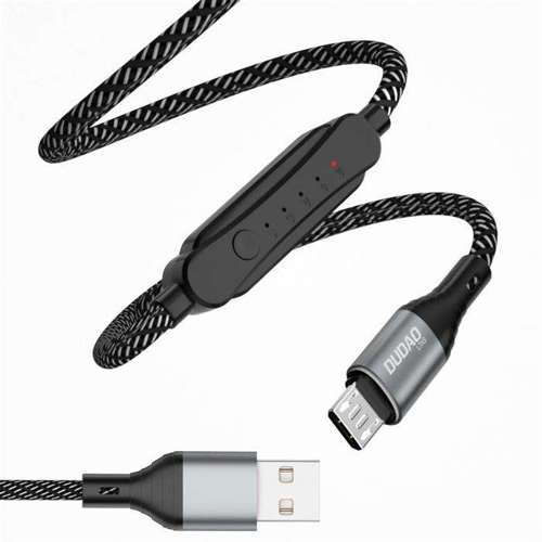 Dudao kabel USB - micro USB 5 A 1 m timer wyłącznik czasowy 1 - 5 godzin czarny (L7xsM)