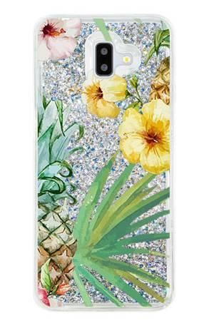 Etui kwiaty i ananasy brokat na Samsung Galaxy J6 2018 Plus V2