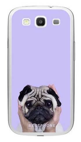 Etui mops na fioletowym tle na Samsung Galaxy S3