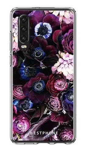 Etui purpurowa kompozycja kwiatowa na Huawei P30