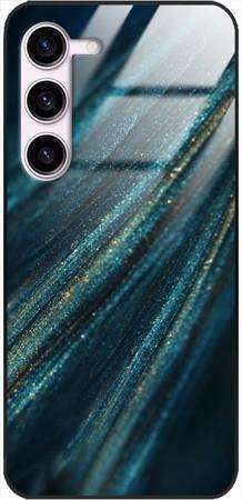 Etui szklane GLASS CASE brokat turkus złoto Samsung Galaxy S23 