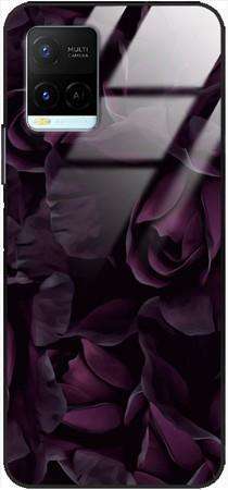 Etui szklane GLASS CASE fioletowe róże Vivo Y21 / Y21s / Y33s 