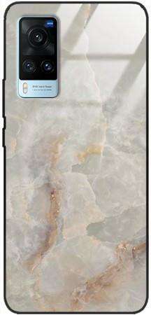 Etui szklane GLASS CASE marmur kamień beż Vivo X60 
