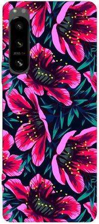 Foto Case Sony Xperia 5 IV różowo czarne kwiaty
