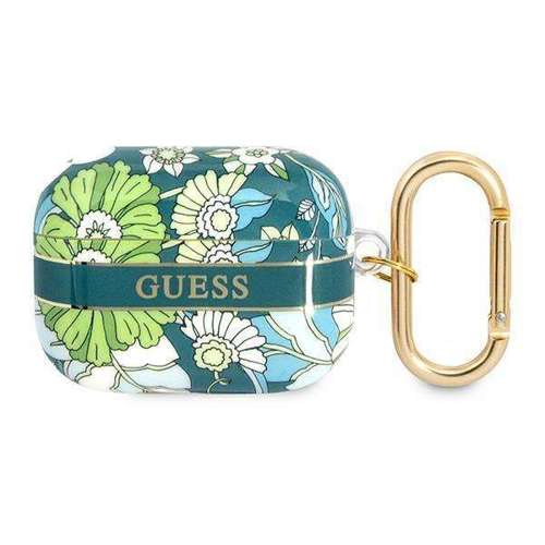 Guess GUAPHHFLN AirPods Pro cover zielony/green Flower Strap Collection