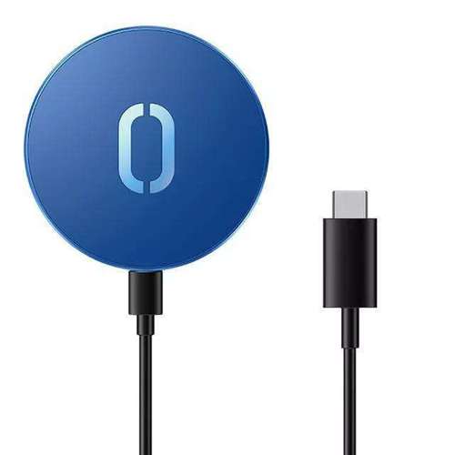 Joyroom bezprzewodowa ładowarka Qi 15 W do iPhone (kompatybilna z MagSafe) + kabel USB Typ C niebieski (JR-A28)