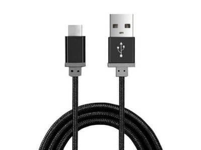 Kabel NYLON MICRO USB TYP- C czarny