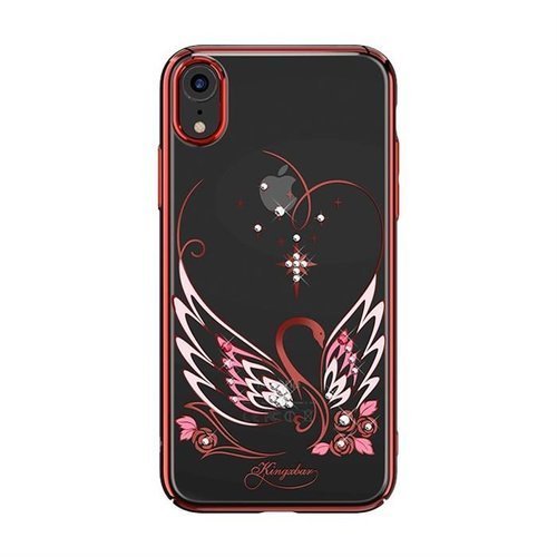 Kingxbar Swan Series etui ozdobione oryginalnymi Kryształami Swarovskiego iPhone XR czerwony