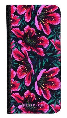 Portfel Wallet Case Xiaomi Redmi Note 8 Pro różowo czarne kwiaty