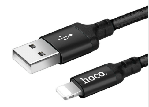 WZMACNIANY Kabel USB HOCO X14 2M 2A iPhone 5 6 7 8 X SE czarny